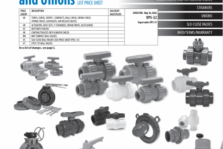 Corrosion Resistant Thermoplastic Valves and Unions List Price Sheet
