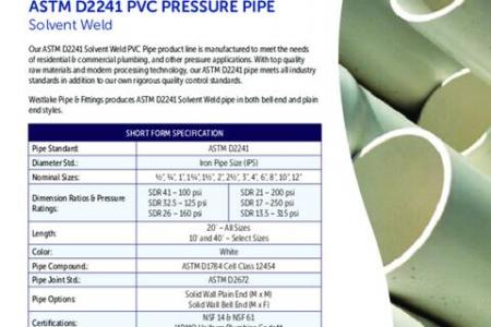ASTM D2241 PVC Pressure Pipe