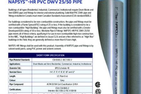 NAPSYS™-HR PVC DWV 25/50 Pipe