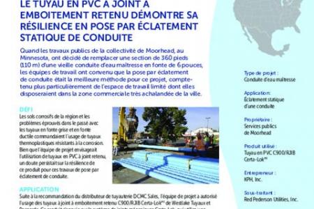 Le tuyau en PVC à joint à emboitement retenu démontre sa résilience en pose par éclatement statique de conduite
