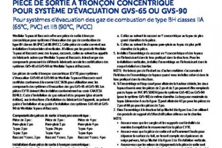 PIÈCE DE SORTIE À TRONÇON CONCENTRIQUE POUR SYSTÈME D’ÉVACUATION GVS-65 OU GVS-90