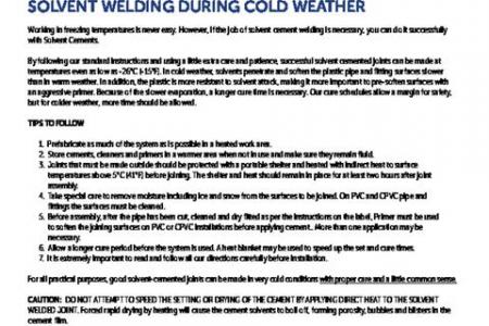 Solvent Welding During Cold Weather