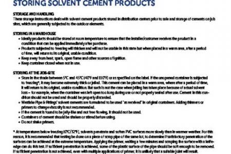 Storing Solvent Cement Products