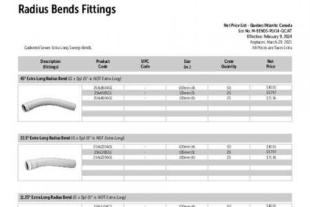 45°, 22.5° and 11.25° Radius Bends Fittings