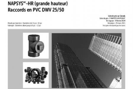 NAPSYS™-HR (grande hauteur) Raccords en PVC DWV 25/50